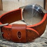 The Yarm Watch Strap in Orange Patina Canvas & Leather 22mm/20mm